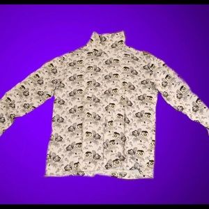 Blue with flower Vintage turtle neck